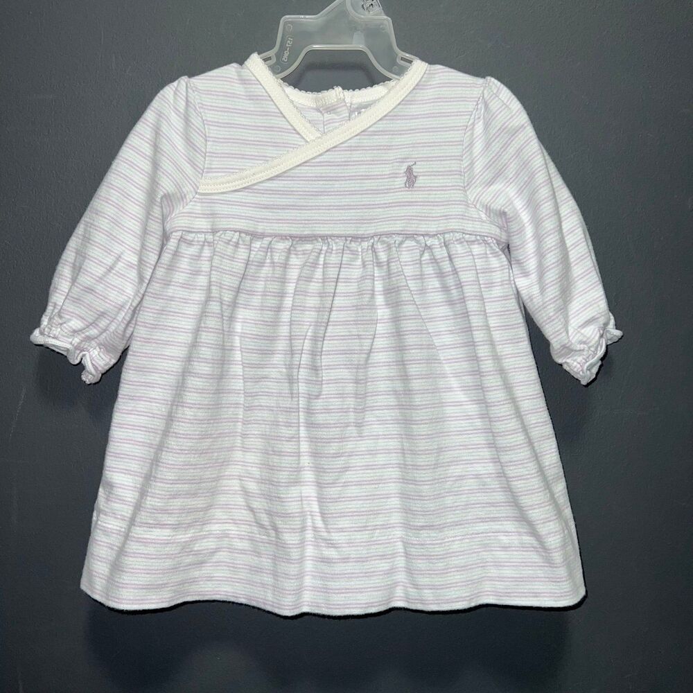 Ralph Lauren Infant Girls 9m Dress White Purple Striped